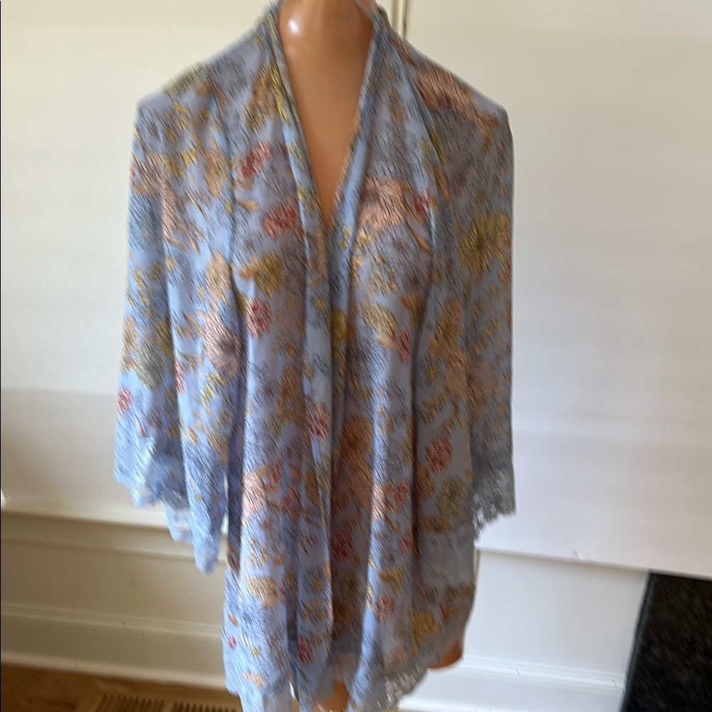 Belle Du Jour Blue and Gold Scarf Elegant Wrap